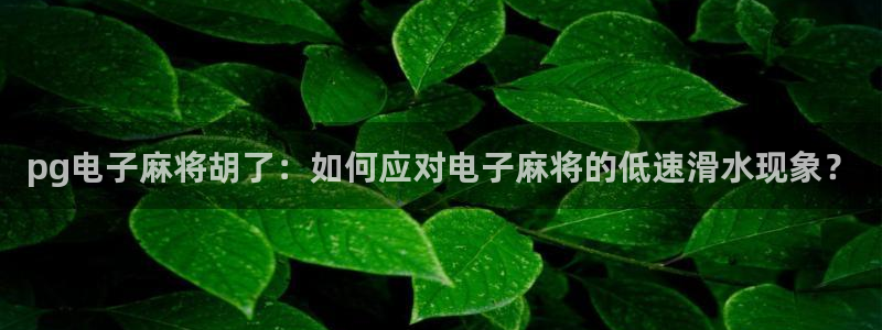 pg电子麻将胡了：如何应对电子麻将的低速滑水现象？